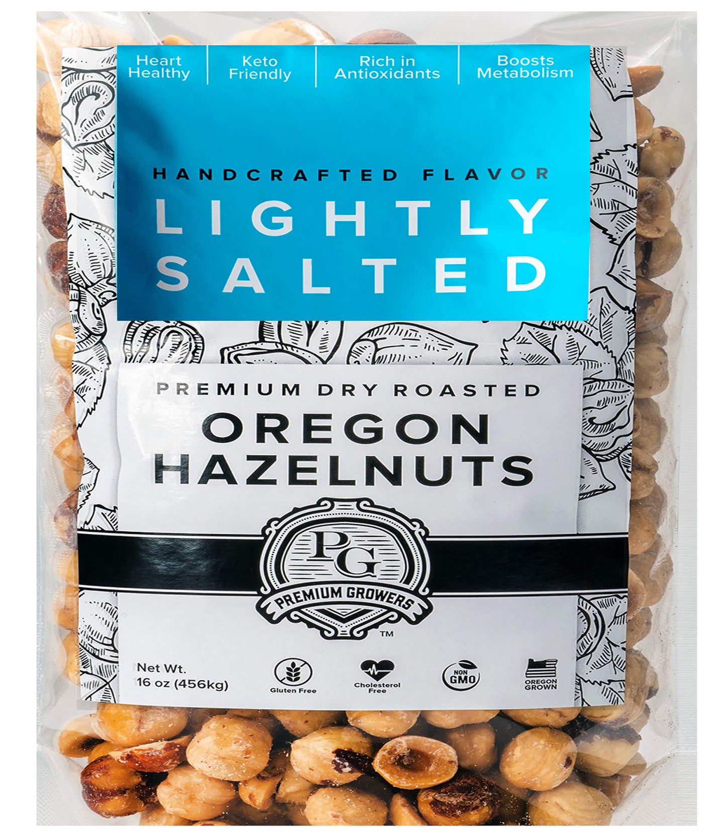 Oregon Farm To Table - Hazelnuts from enhanced Growers - Dry Roasted - Lightly Salted - Kosher Certified - 1 LB