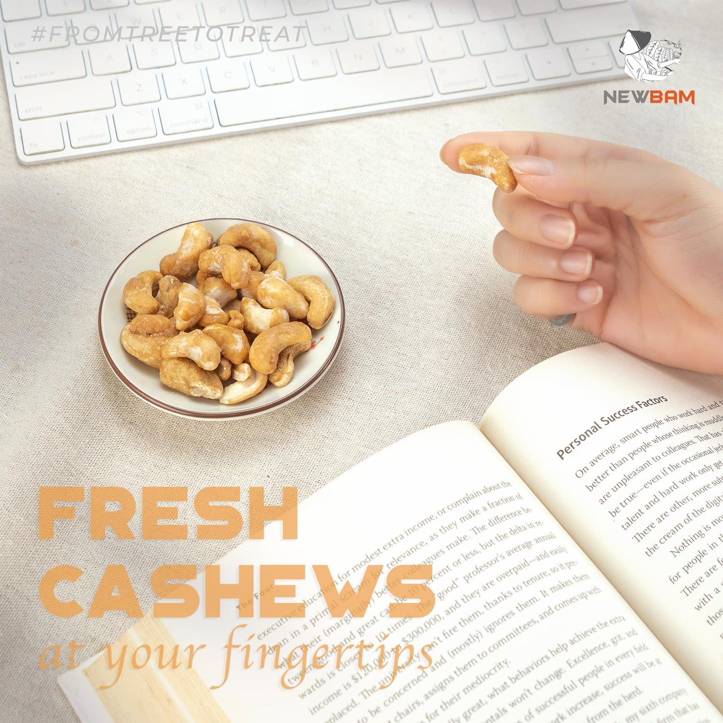 Newbam Sea Salt Caramel Cashews Individual Packs - 12 Cashew Snack Packs Roasted Nuts (1.5Oz Each) - Keto, Vegan, Gluten-Free -