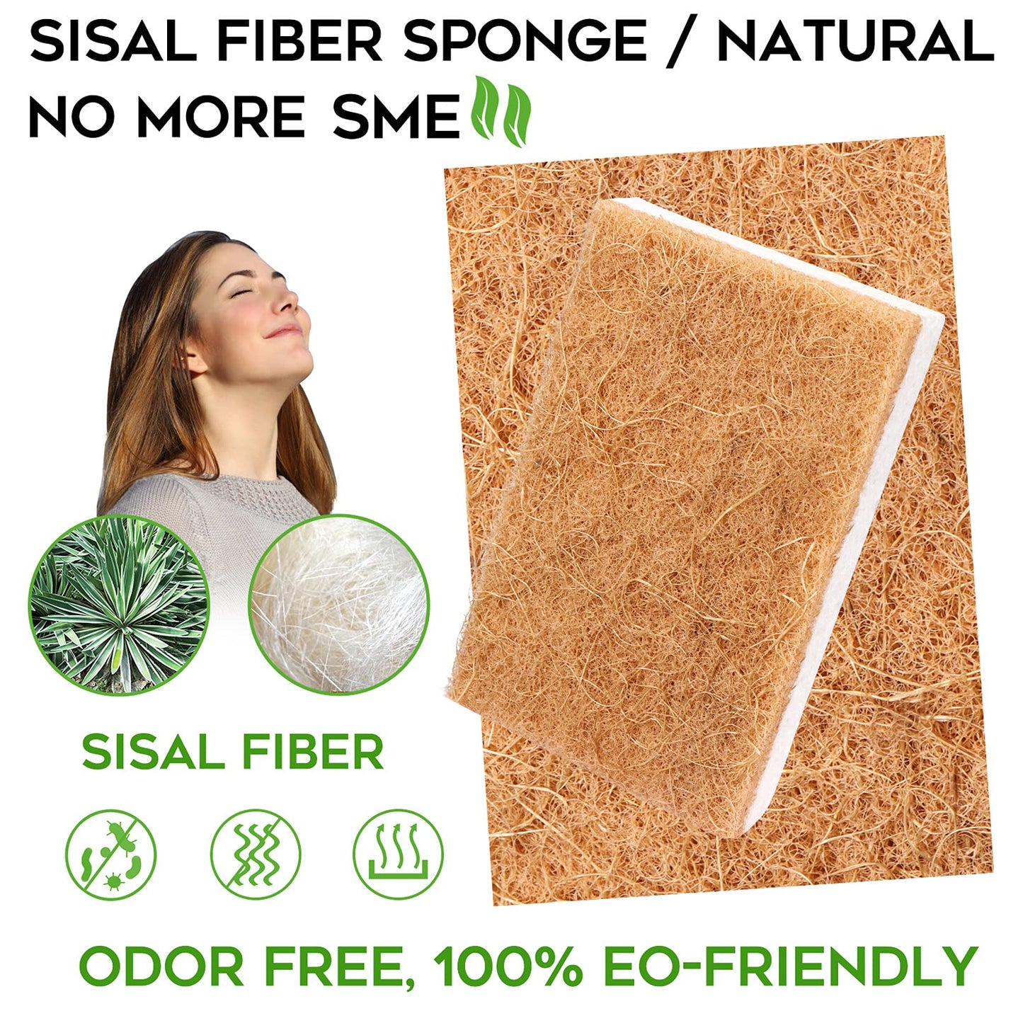 Natural Sponges Kitchen 9Pack,Eco Friendly Non-Scratch Scrub Sponge,Biodegradable Sisal Scrubber With Compostable Dish Sponges F