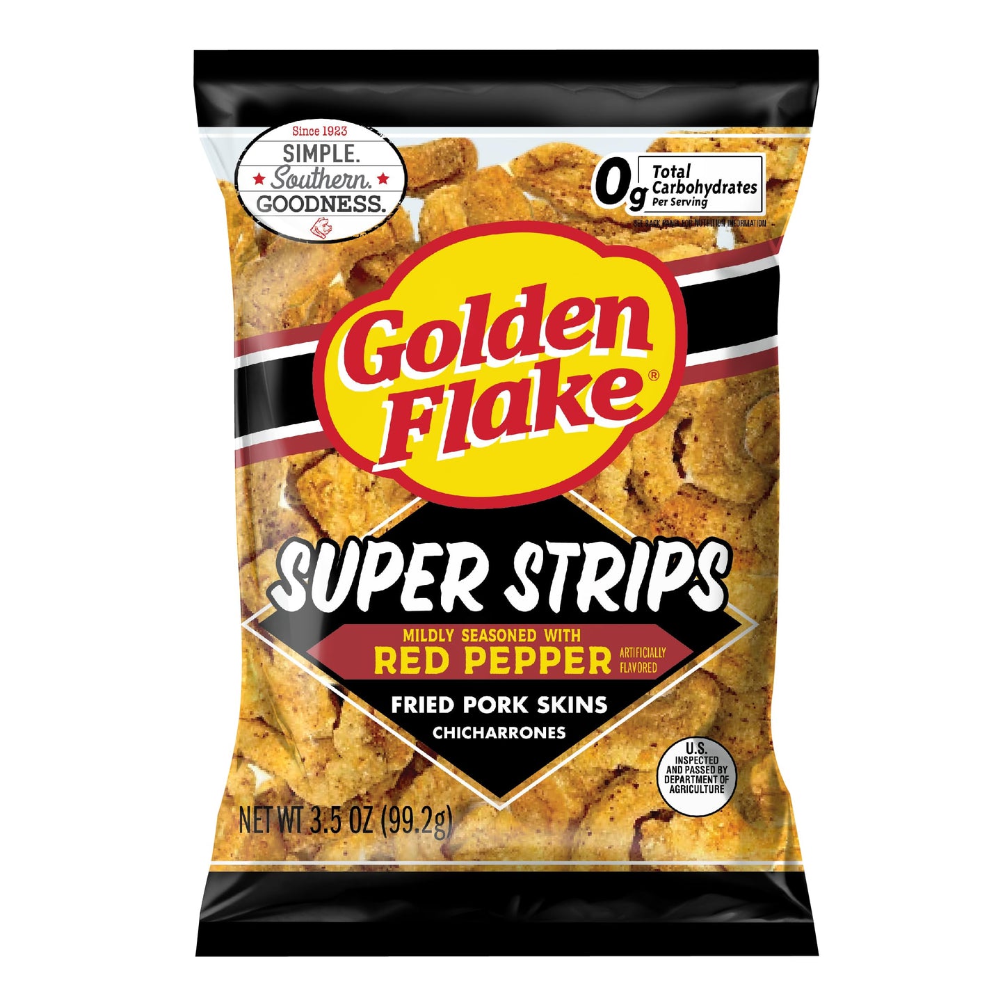 Golden Flake Red Pepper Pork Layers 3.5 Oz Bags (Pack Of 24) - Spicy Gluten-Free Pork Snacks - Low Carb Keto-Friendly Crunchy Protein Snack For On-The-Go Cravings