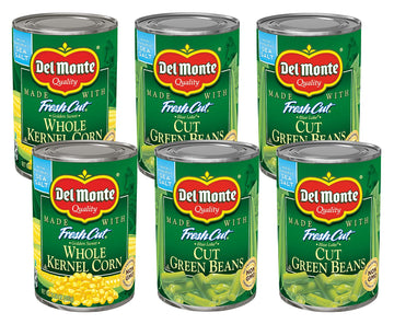 Del Monte Fresh Cut Canned Vegetables Variety Pack, Green Beans And Whole Kernel Corn, 6-Pack