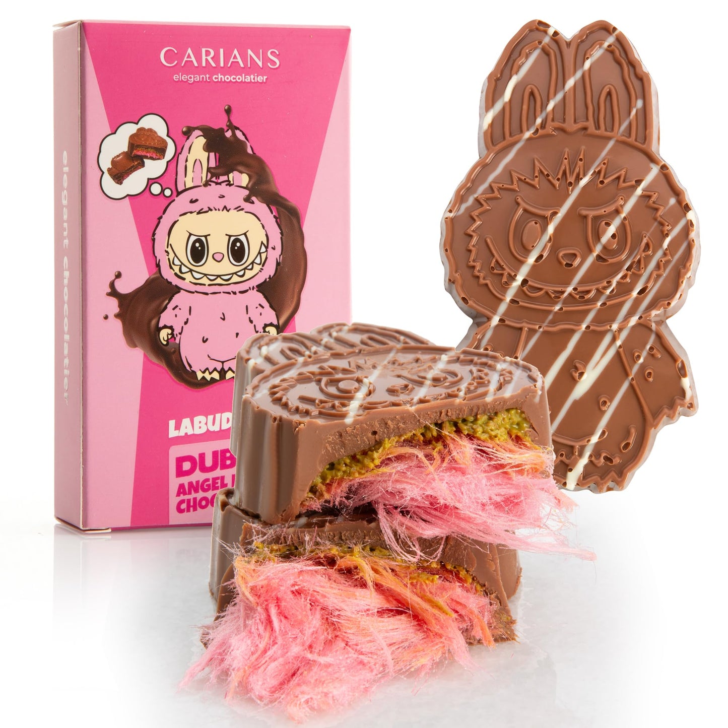 Carians Labudabu Dubai Angel Hair Chocolate Bar Pink Cotton Candy Rich Dubai Cream With Pistachio And Crispy Kataifi Great For Gift Giving Anniversary Thanksgiving Christmas