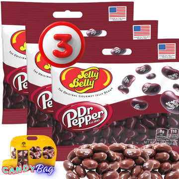 (3 PACK) Dr. Pepper Jelly Beans - 3.5 oz each - Bulk Individually Bagged Shareable Chewy Candies - Included One Think FWD Candy