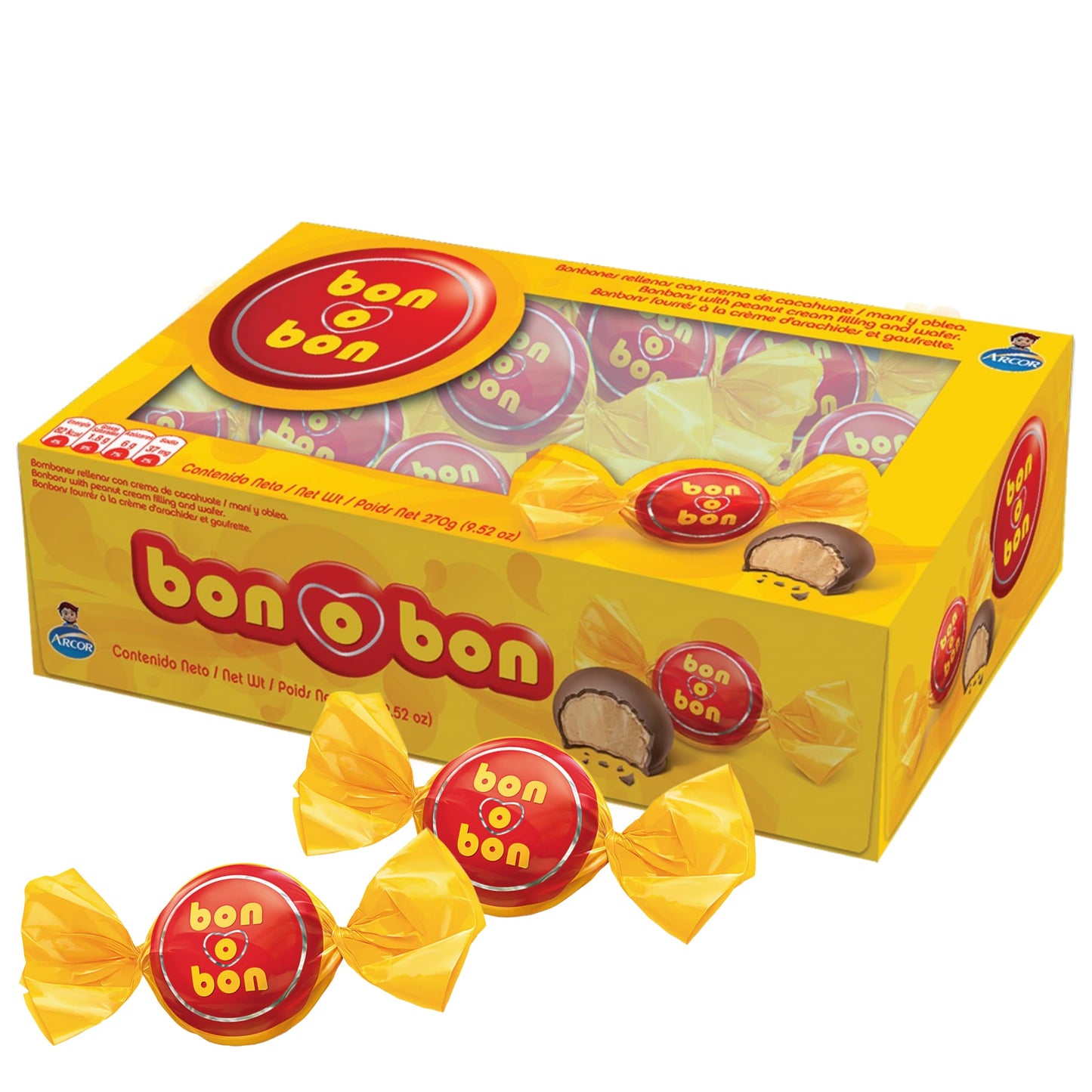 Bon O Bon Chocolate Bon Bons Decadent Chocolate Truffles With A Creamy Peanut & Wafer Filling 15G X 18 Bonbons