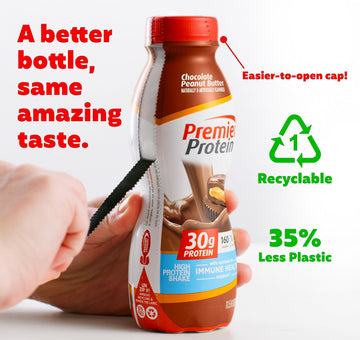 Premier Protein Shake, Chocolate Peanut Butter, 30g Protein, 1g Sugar, 24 Vitamins & Minerals, Nutrients to Support Immune Healt