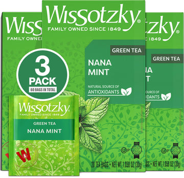 Wissotzky Tea Green Tea With Nana Mint 1.06 Oz. (3 Pack) Rich In Antioxidants, All Natural