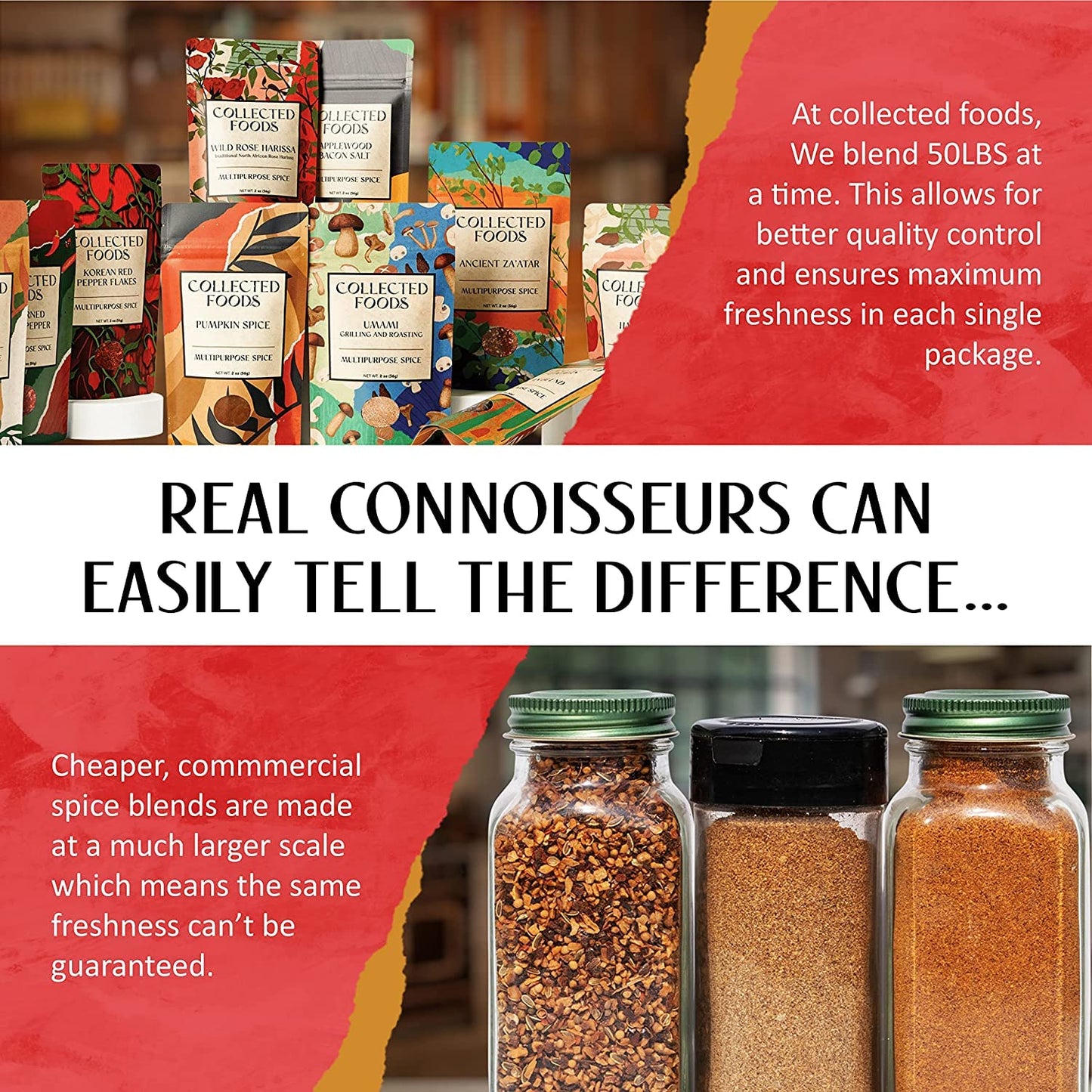 Collected Foods Premium Gochugaru Red Pepper Flakes - Korean Chili Powder for Kimchi & Cooking - Pack of 3 (2oz)