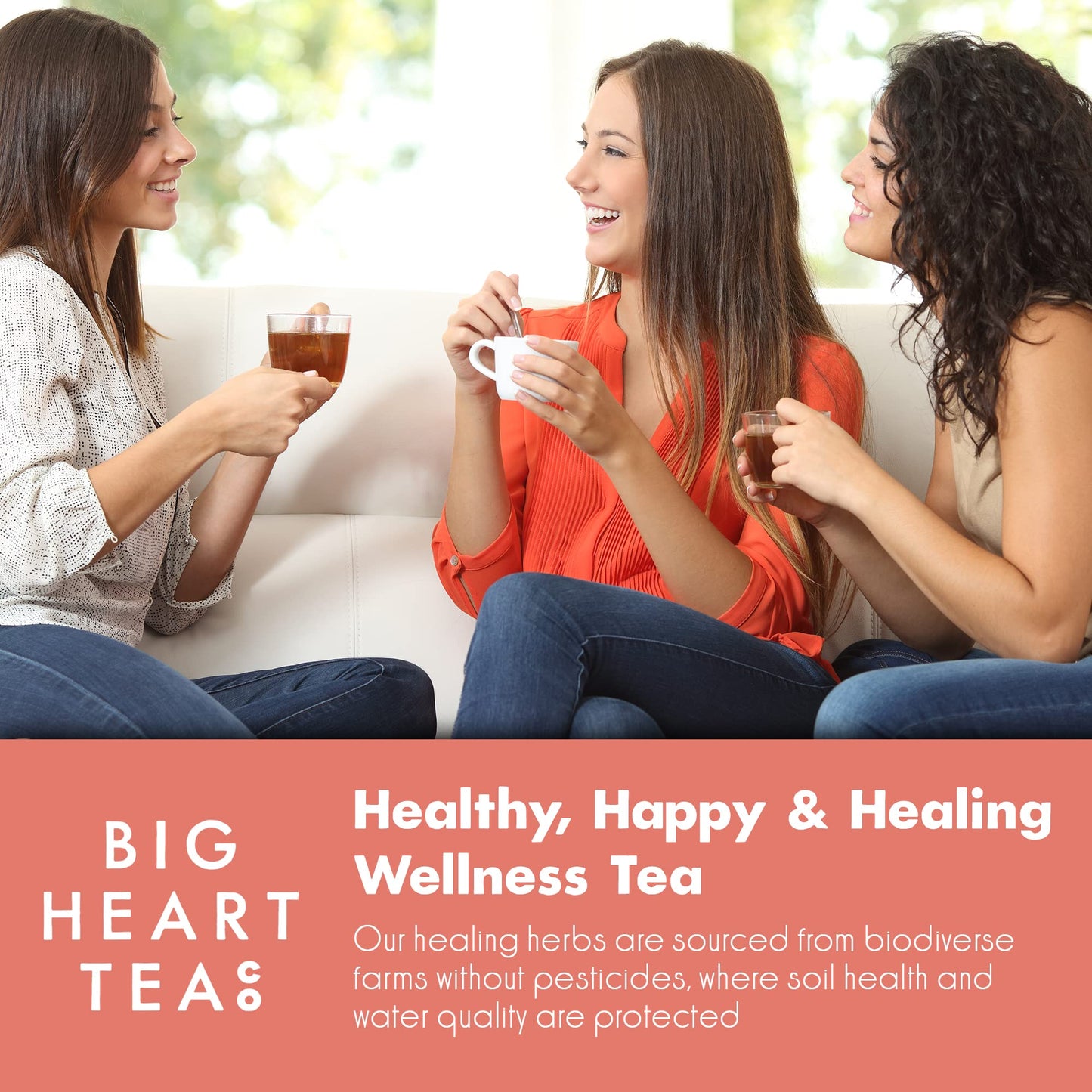 Big Heart Tea Co. Cup of Love Red Rose Tea Bags - Organic Herbal Decaf, 50 Pack, Zero Plastic Sachets