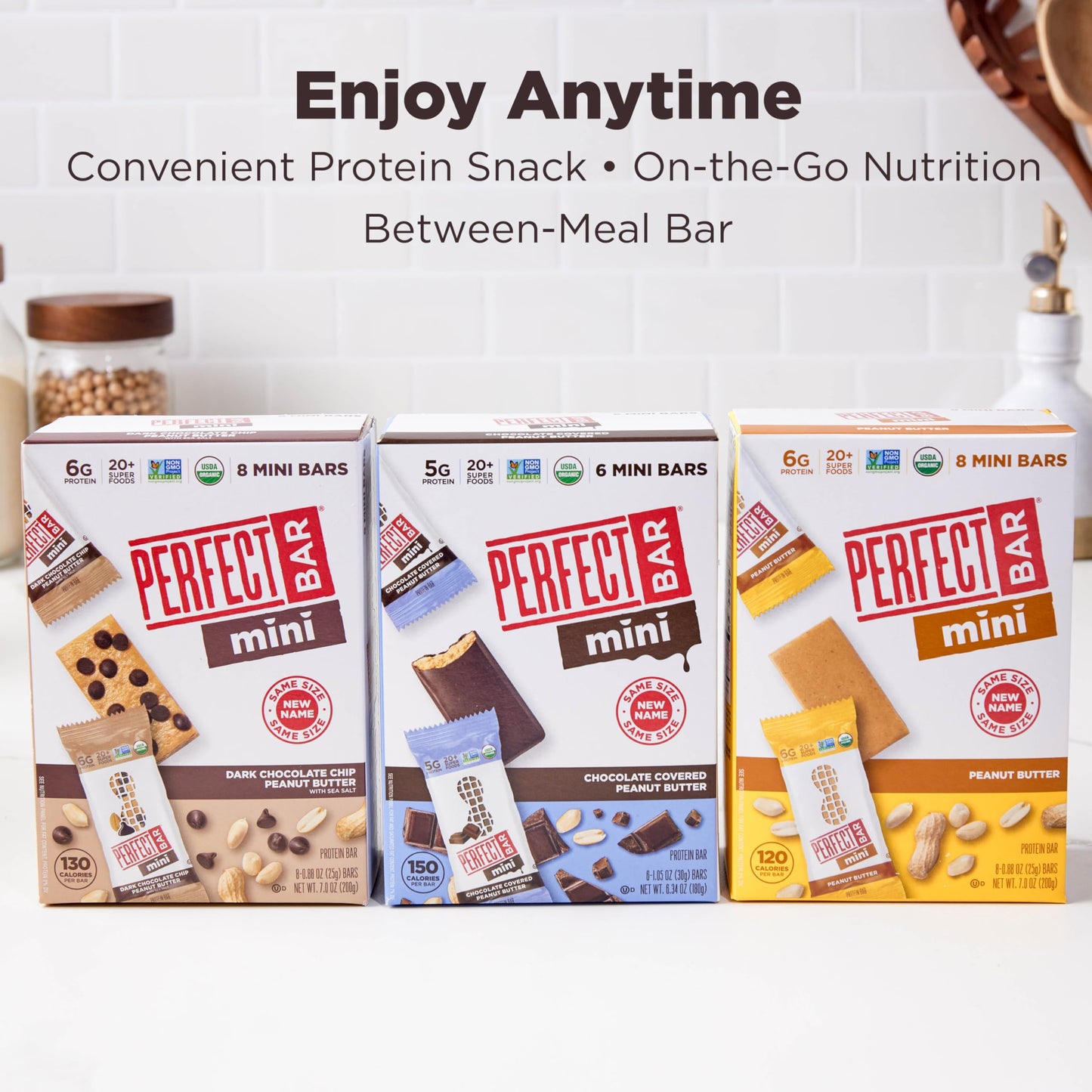 Perfect Bar Mini Protein Snack Bars, Peanut Butter & Dark Chocolate, Organic, Gluten Free, 18 Count, .88 oz