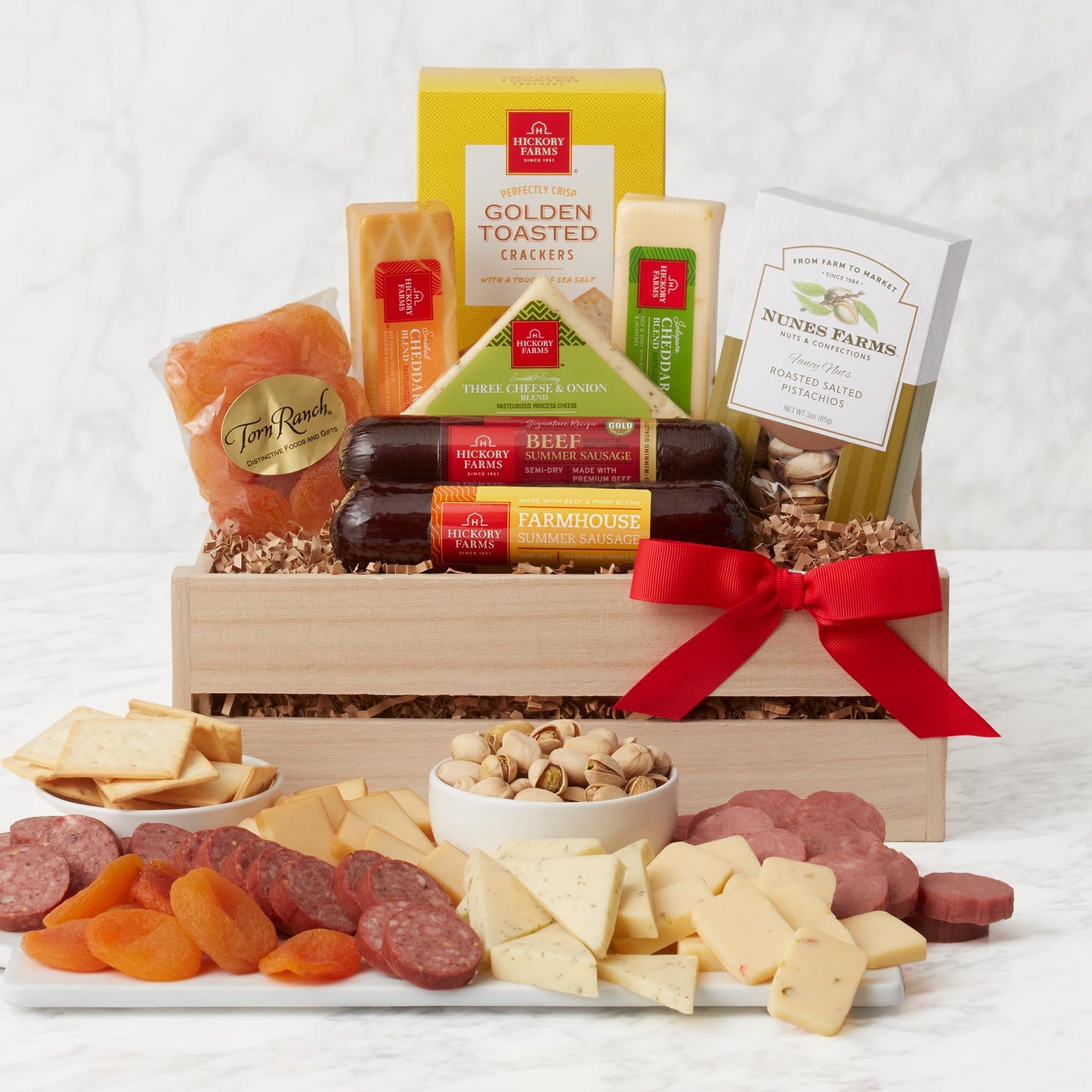 California Delicious Meat and Cheese Gift Crate, 7 Piece Set