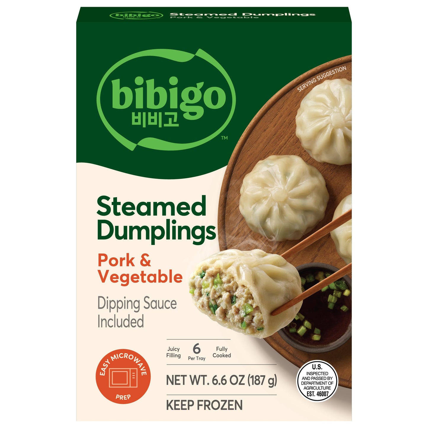 Bibigo, Steamed Dumpling Pork Vegetable, 6.6 Ounce