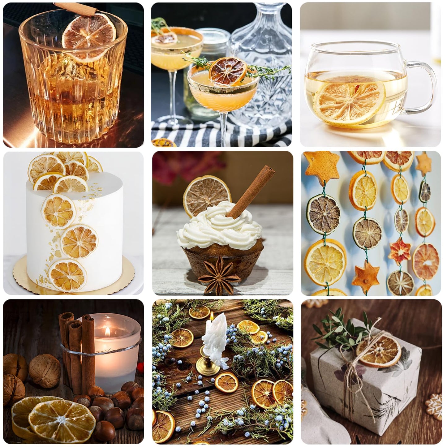 JTEDZI Dried Lemon Slices, Dehydrated Lemon Wheels, Vegan & Kosher, 8.81oz (250g), 120+ Slices for Cocktails and Crafts