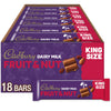 Cadbury Dairy Milk Fruit & Nut Chocolate Bars, King Size, 2.3 oz (18 Count)