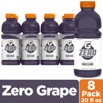 Gatorade G Zero Thirst Quencher, Grape, 20 Fl Oz Bottles, 8 Pack