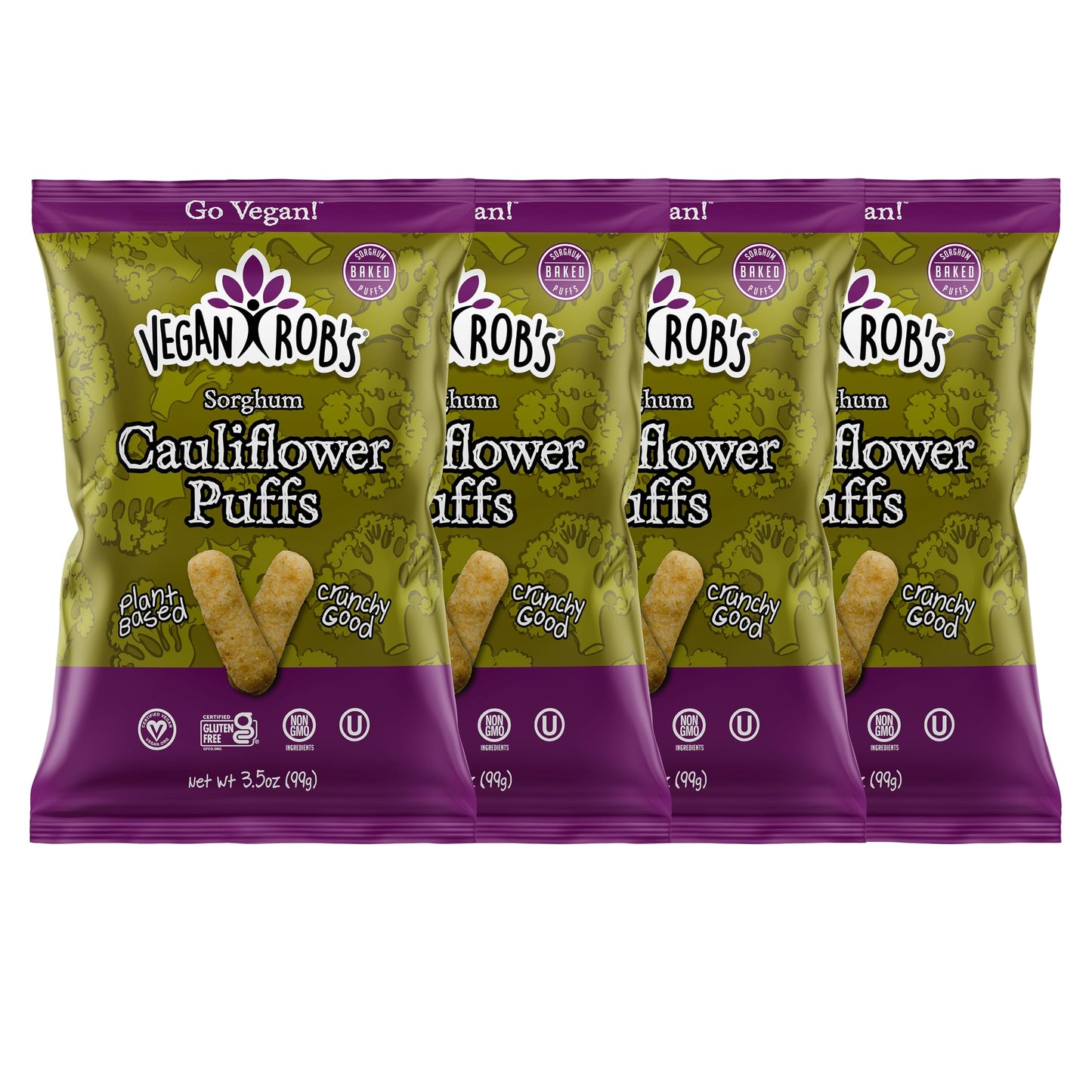 Vegan Robs Cauliflower Puffs Clean & Sustainable with a Great Veggie Taste - Plant-Based & Gluten Free Healthy Snacks for Kids