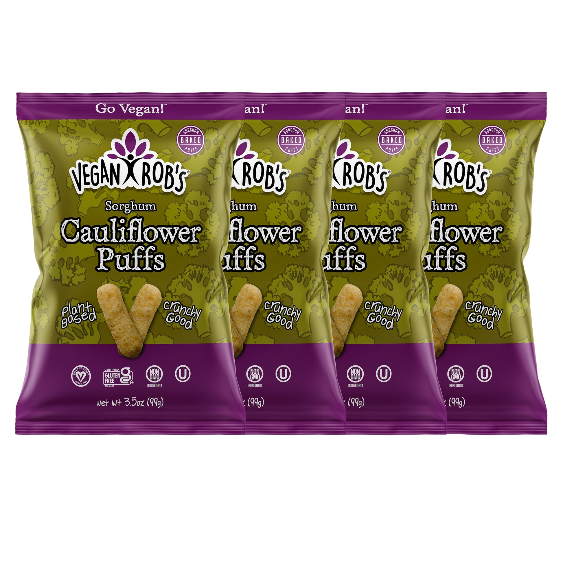 Vegan Robs Cauliflower Puffs Clean & Sustainable with a Great Veggie Taste - Plant-Based & Gluten Free Healthy Snacks for Kids