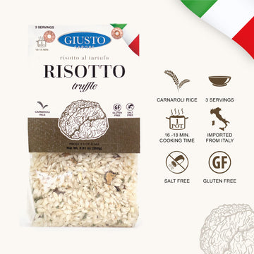 Giusto Sapore Italian Risotto - Truffle - All Natural Gluten Free, No Added Salt - Premium Gourmet 3-4 Serving Size, 8.81 Oz - Imported From Italy And Family Owned