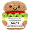 Avboda Mini Birthday Gift For Son From Dad Mom Handmade Crochet Burger For New Dad Son-In-Law Mature-Themed Sons New Father Christmas Basket Idea From Parents To Sons From Mother Father