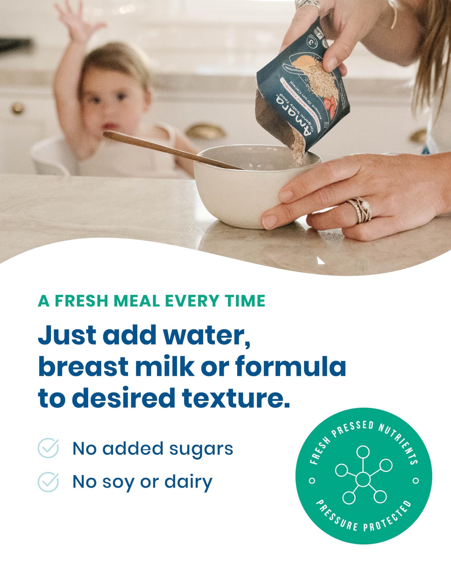 Amara Organic Baby Food - Stage 2 - Oats & Berries - Baby Cereal To Mix With Breastmilk & Water - Shelf Stable Baby Food Pouches