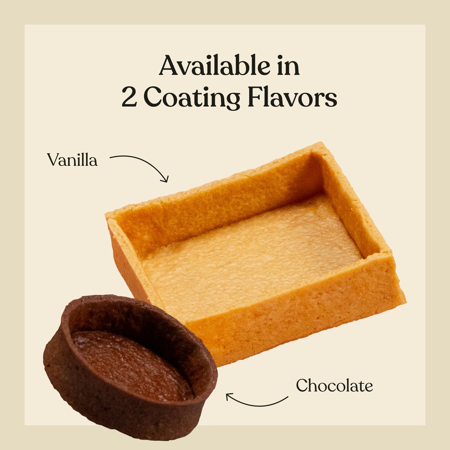 Cambie Large Square Vanilla Tart Shells, 71Mm (2.8'') Diameter, French Style Tart Shells, White Chocolate Coating, Pack Of 24