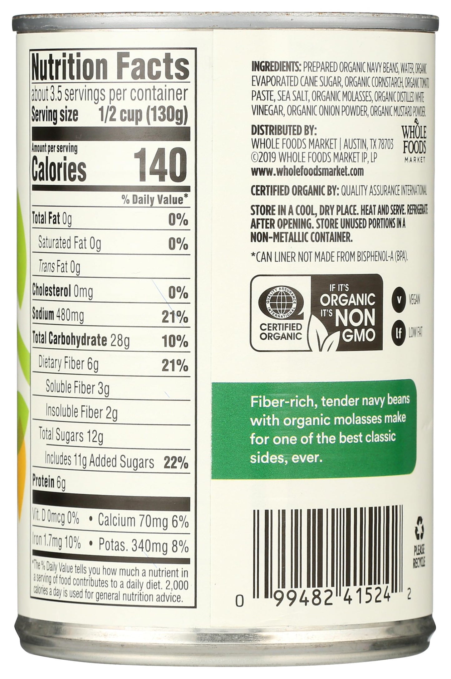 365 by Whole Foods Market, Organic Traditional Baked Beans, 15 Ounce