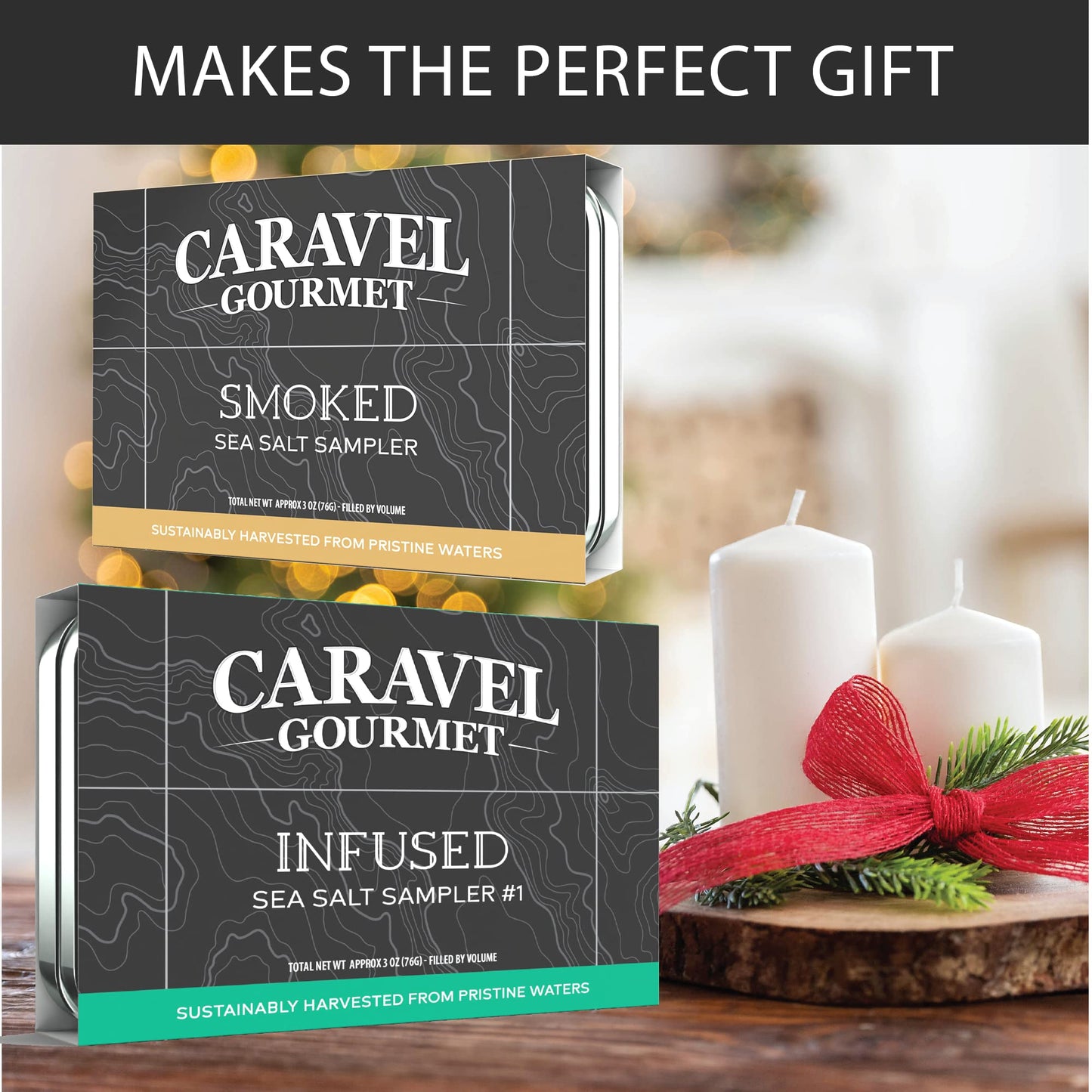 Caravel Gourmet Sea Salt Gift Set - 12 Flavors, 16 Piece Set, Reusable Tins - Perfect for Gifting