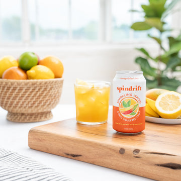 Spindrift Mango Black Tea - 12 oz Can, Pack of 24, Refreshing Iced Beverage