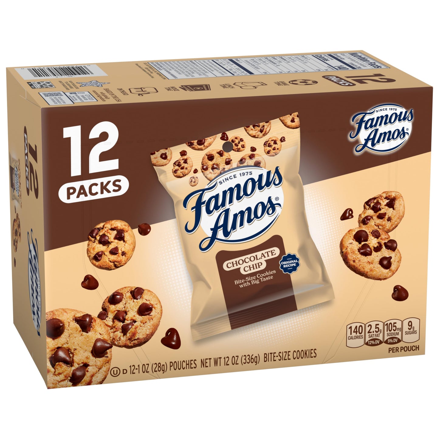 Famous Amos Classic Chocolate Chip Cookies, 1 Ounce Bag (Pack Of 12)