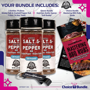 Choice Bundle Pit Boss BBQ Seasoning Spice & Rub, 3 Pack, 16.8 oz Total