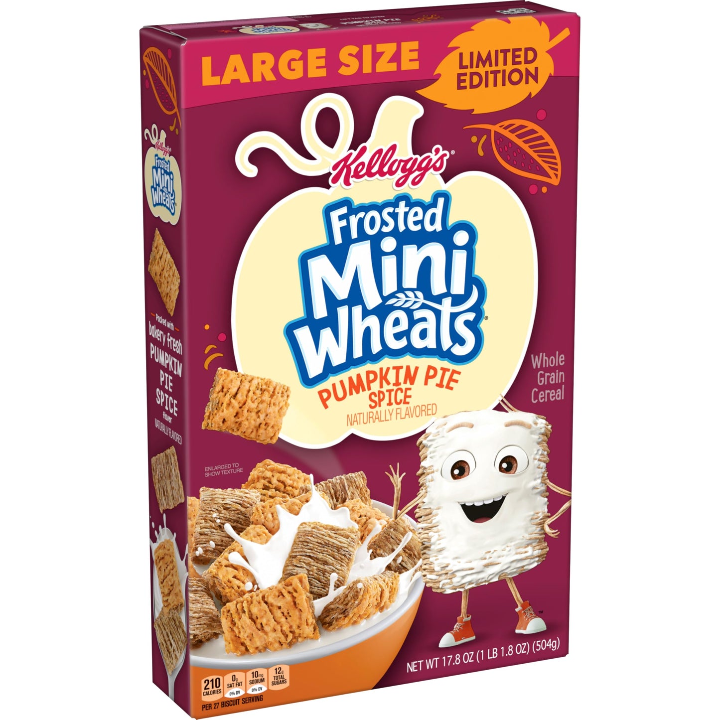 KelloggS Frosted Mini-Wheats Breakfast Cereal Fiber Cereal Large Size Pumpkin Pie Spice 17.8Oz Box (1 Box)