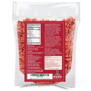 Healthworks Superfoods Organic Dried Goji Berries - 8 Oz - 1 Pack - Vegan and Non-GMO -Certified Organic Raw Sun-Dried Goji Berr