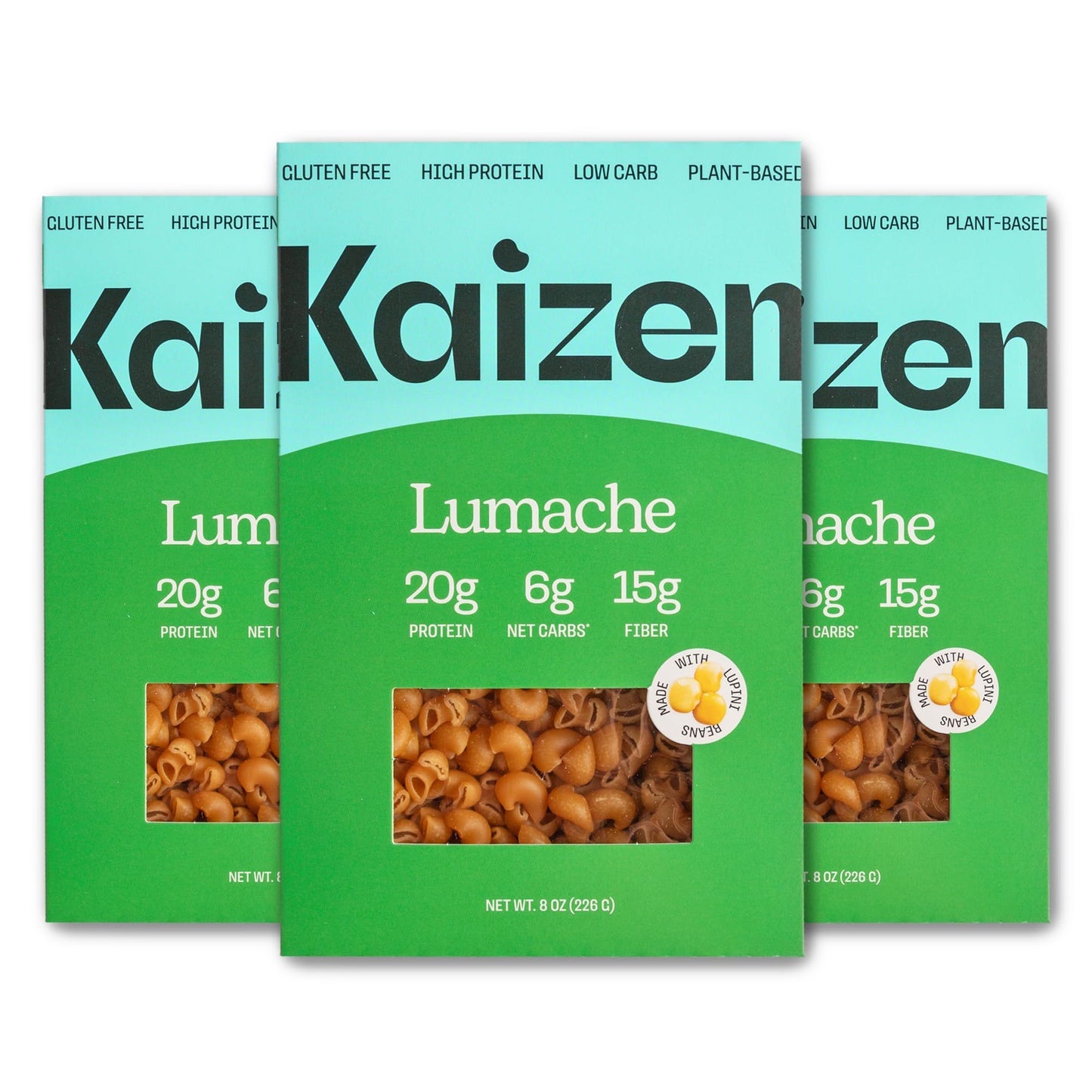 Kaizen Low Carb Keto Pasta Lumache - High Protein (20g), Gluten-Free, Keto-Friendly (6g Net), Plant-Based Lupini Noodles with Hi