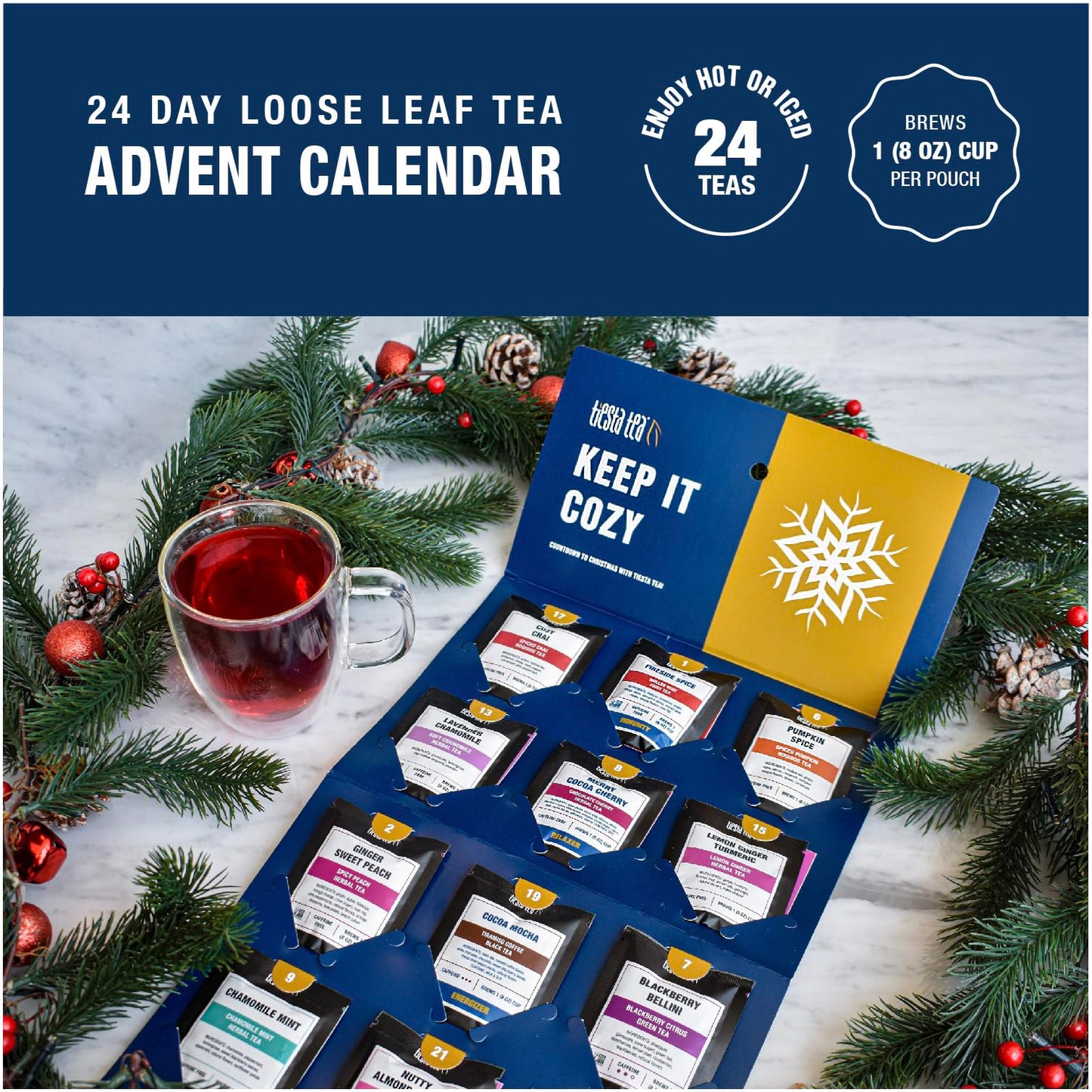 Tiesta Tea - Advent Calendar 2024 | Loose Leaf | 24 Exquisite Loose Leaf Blends | Perfect Variety Pack For Brew Lovers | Limited