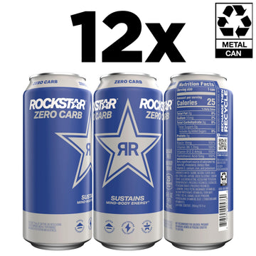 Rockstar Zero Carb Energy Drink, 16 Fl Oz (Pack of 12), Model 00012000240355