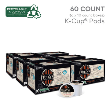 Tully'S Coffee French Roast, Keurig Single Serve K-Cup Pods, Dark Roast Coffee, 60 Count, (6 Packs Of 10)