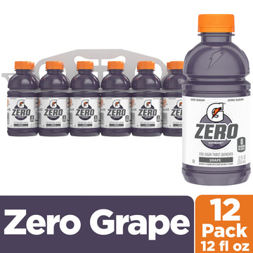 Gatorade Thirst Quencher Zero Sugar Sports Drink, Grape, 12Oz Bottles, 12 Pack, Electrolytes For Rehydration