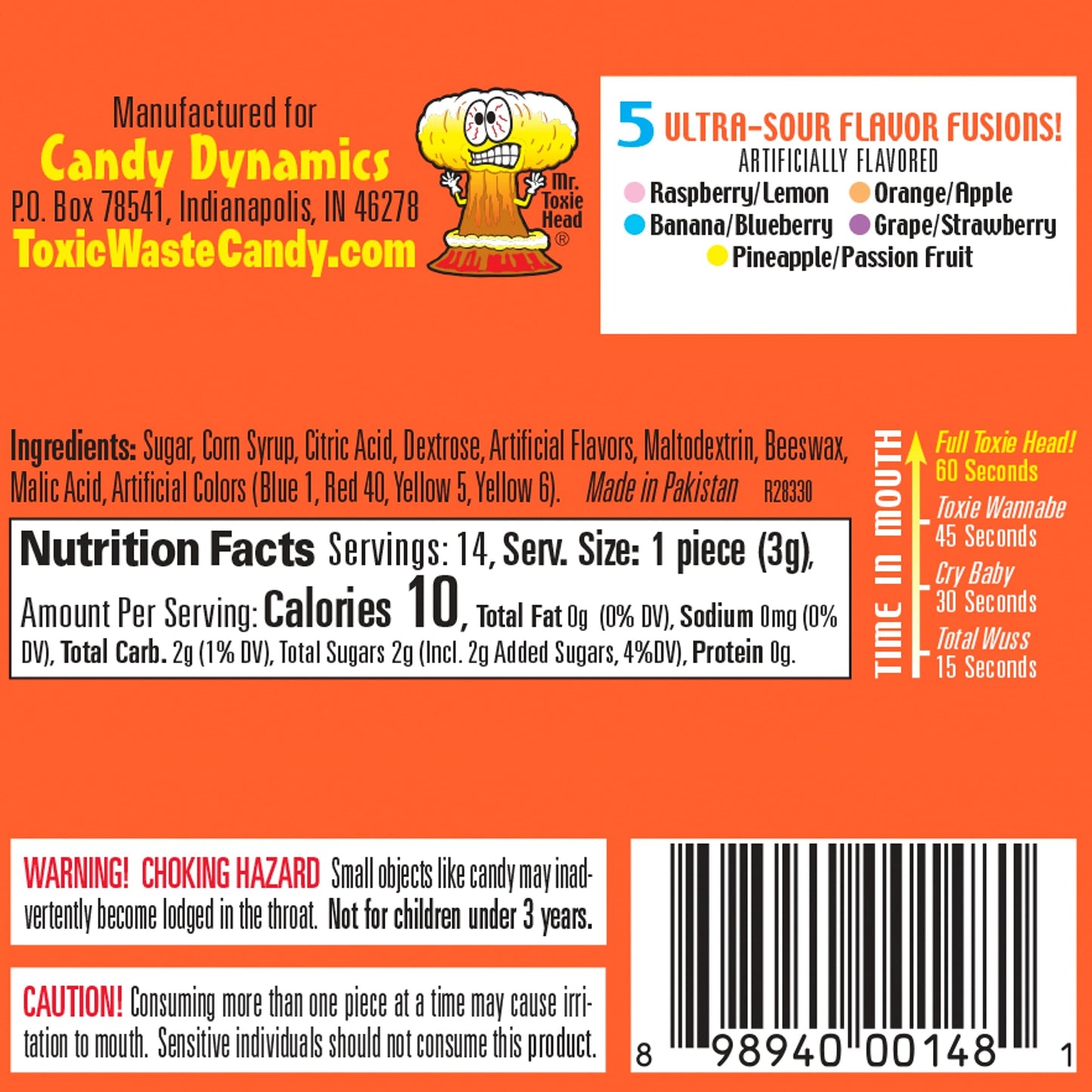 Toxic Waste - Nuclear Fusion - Dual Flavored, Hazardously Sour Candies - 5 Assorted Flavor Combinations - 1.48 Oz Drums, Pack Of 3
