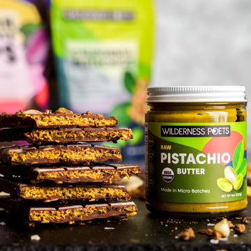 Wilderness Poets, Pistachio Butter - Organic, Raw, 100% Pistachio (64 Ounce - 4 Pound) - Half Gallon Glass Jar - Perfect for Dub