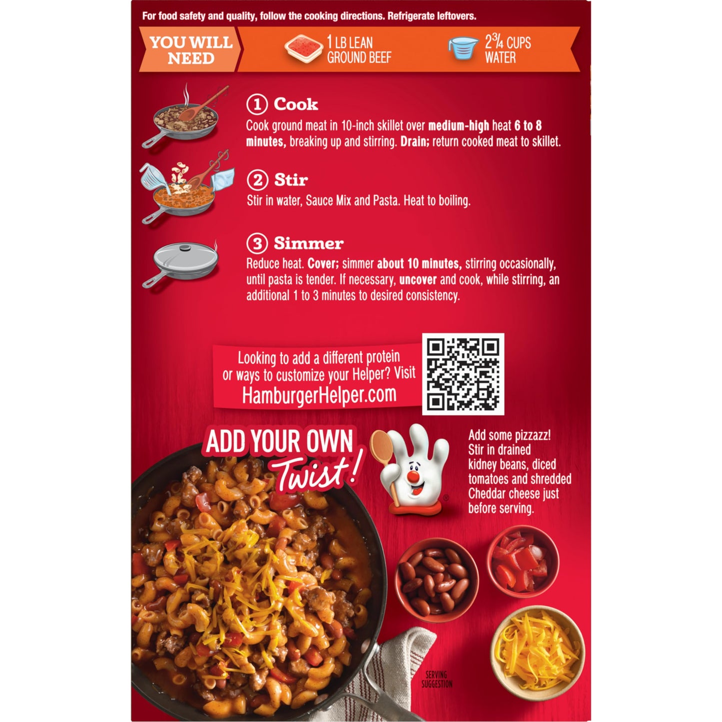 Hamburger Helper Chili Macaroni 5.2 Ounces, 12 per Case.