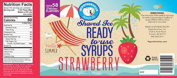 Hypothermias Strawberry Ready To Use Gallon (128 Fl. Oz) Hawaiian Snow Cone Flavors Syrup - Shaved Ice, 100% Pure Cane Sugar