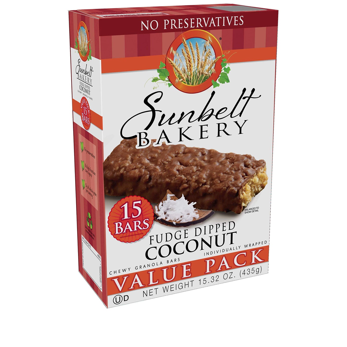 Sunbelt Bakery Fudge Dipped Coconut Chewy Granola Bars, 120-1.0 Oz Bars (8 Boxes)