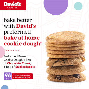 David's Cookies Preformed Frozen Cookie Dough - Chocolate Chunk & Snickerdoodle - 96 count