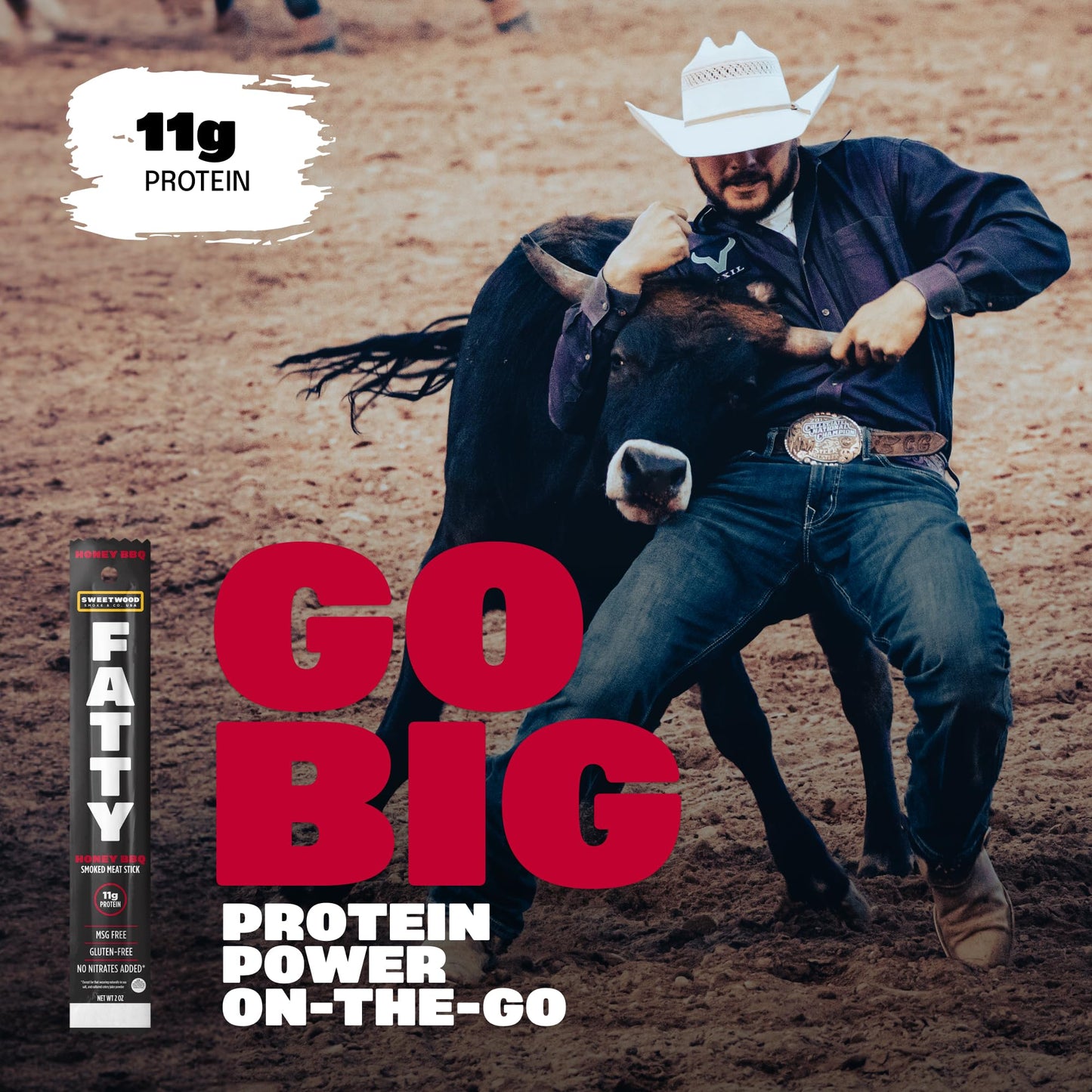 American Made Sweetwood Smokehouse FATTY Beef Jerky Sticks - Honey BBQ, 20 Pack, 2oz, Gluten Free, Extra Large, Grass Fed Beef