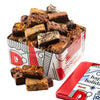 Davids Cookies Happy Holidays Assorted Brownies Tin Gift Basket 20pcs - Delicious, Fresh Baked Brownie Snacks - Gourmet Pure Cho