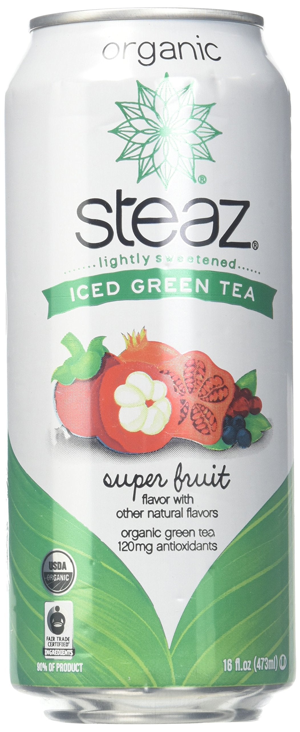 Steaz Green Tea - Super Fruit - 16 Oz Pack Of 12