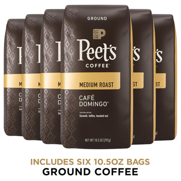 Peet'S Coffee, Medium Roast Ground Coffee - Cafe Domingo 10.5 Ounce (Pack Of 6)
