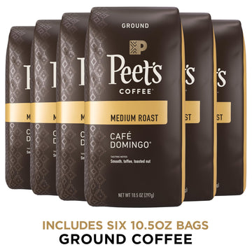 Peet s Coffee, Medium Roast Ground Coffee - Caf Domingo 63 Ounces (6 Bags of 10.5 Ounces)
