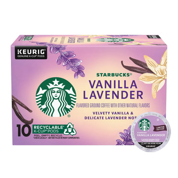 Starbucks K-Cup Coffee Pods, Vanilla Lavender Flavored Coffee for Keurig Coffee Makers, 100% Arabica, Limited Edition, 1 Box (10