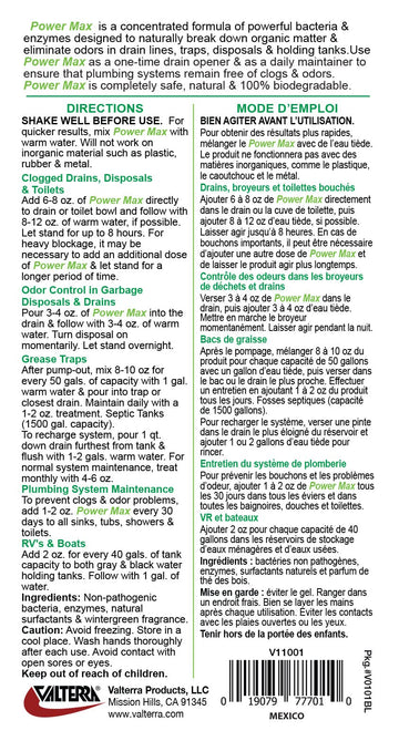 Valterra V11001 Power Max Drain Opener And Maintainer - 32 Oz. Bottle