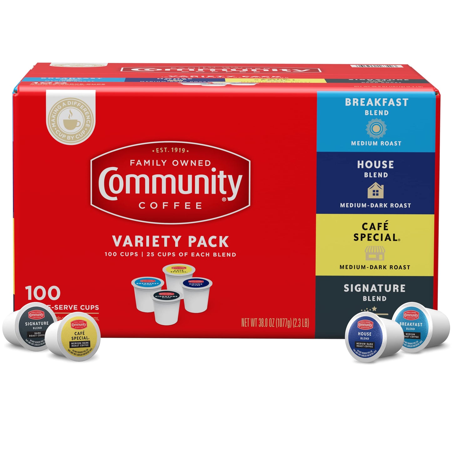 Community Coffee Variety Pack 100 Count Coffee Pods Medium Dark Roast Compatible With Keurig K-Cup Beverage Makers